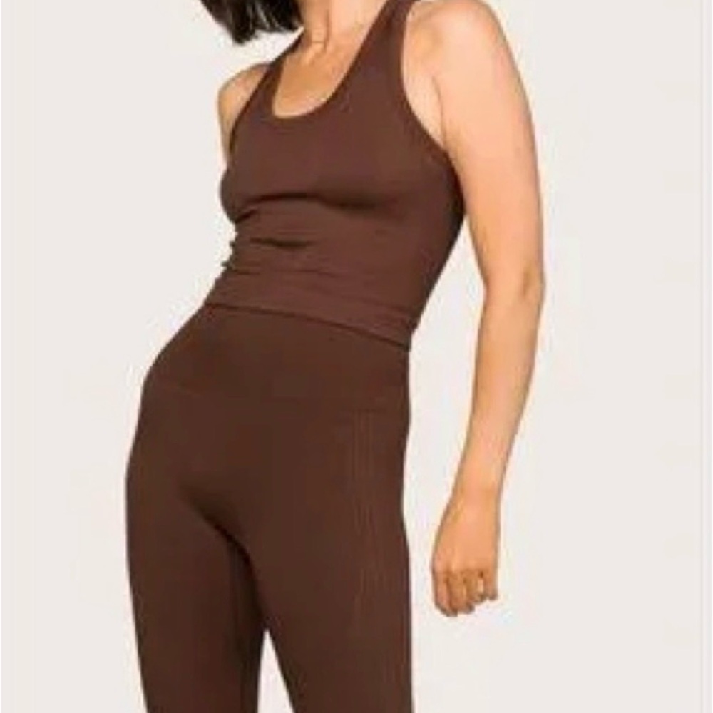 Alala Barre Racer Tank in Coffee -  Brown Ribbed Tank Top